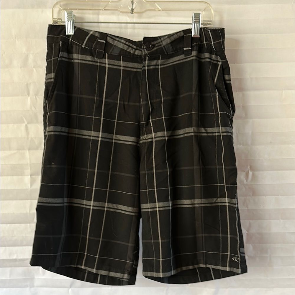 O'Neill Men's Black Plaid Casual Shorts Size 32 Surf Skate Style